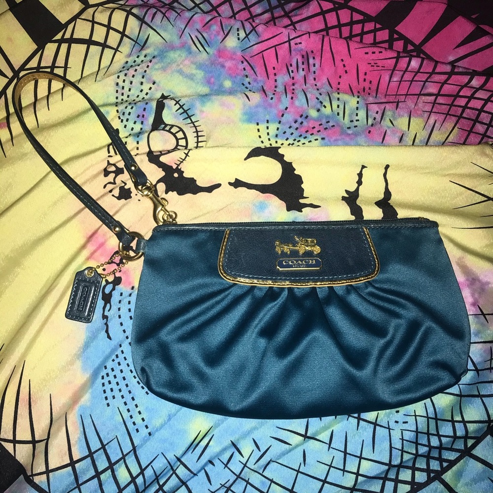 Coach sateen clutch wristlet